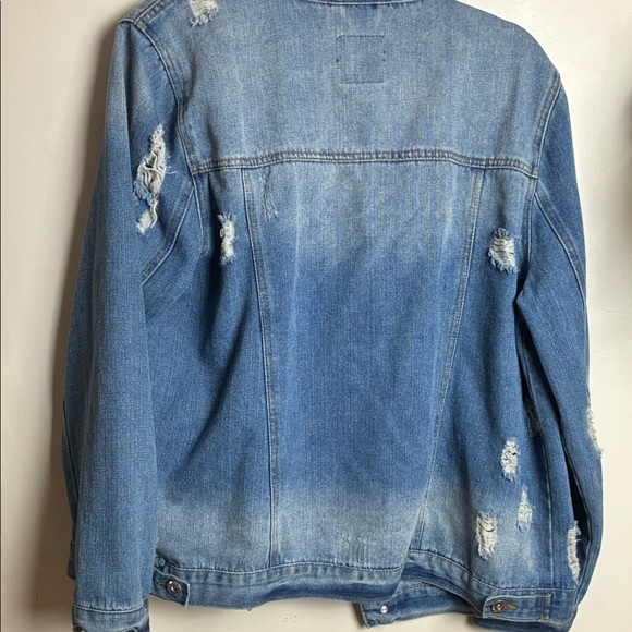 Cavalini Distressed Light Blue Denim Jacket - Picture 7 of 7